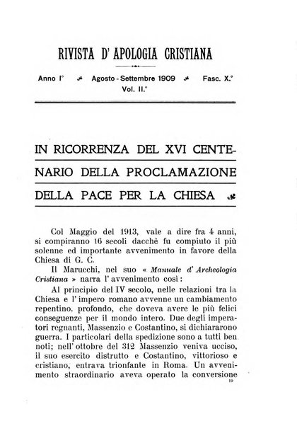 Rivista di apologia cristiana periodico mensile