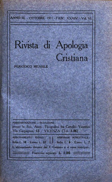 Rivista di apologia cristiana periodico mensile