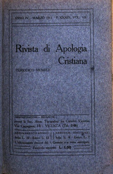 Rivista di apologia cristiana periodico mensile