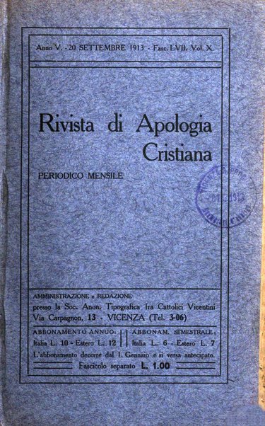 Rivista di apologia cristiana periodico mensile