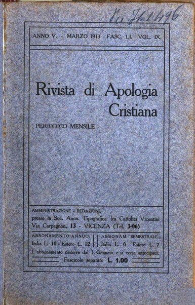 Rivista di apologia cristiana periodico mensile