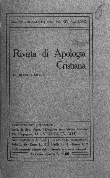 Rivista di apologia cristiana periodico mensile