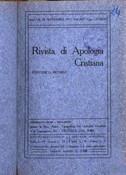 Rivista di apologia cristiana periodico mensile