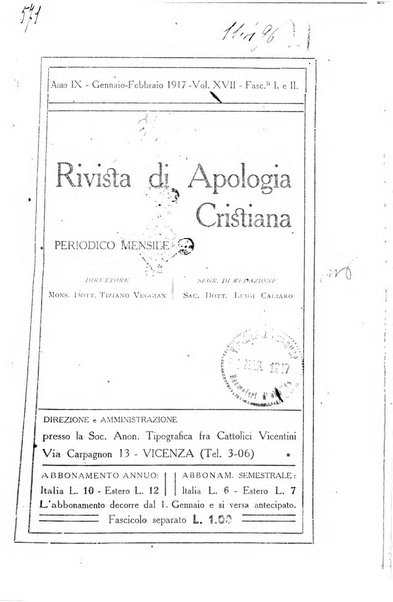 Rivista di apologia cristiana periodico mensile