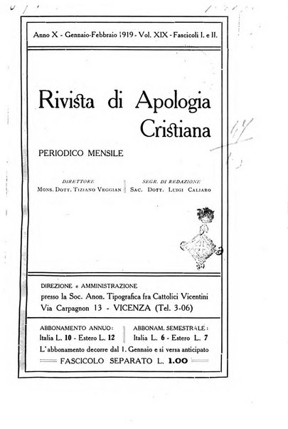 Rivista di apologia cristiana periodico mensile