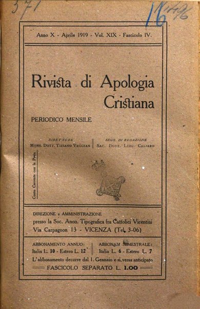 Rivista di apologia cristiana periodico mensile