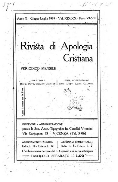 Rivista di apologia cristiana periodico mensile