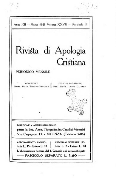 Rivista di apologia cristiana periodico mensile