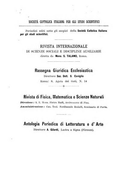 Rivista di scienze storiche pubblicazione mensile sotto gli auspici della società cattolica per gli studi scientifici