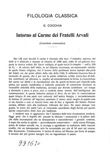 Rivista indo-greco-italica di filologia, lingua, antichità periodico trimestrale