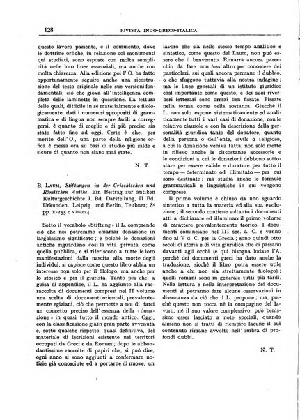 Rivista indo-greco-italica di filologia, lingua, antichità periodico trimestrale