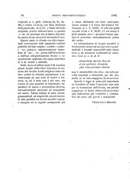 Rivista indo-greco-italica di filologia, lingua, antichità periodico trimestrale