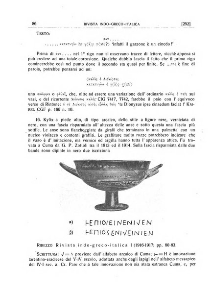 Rivista indo-greco-italica di filologia, lingua, antichità periodico trimestrale