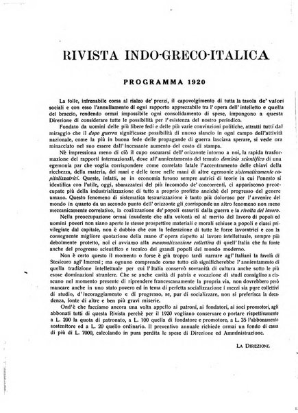 Rivista indo-greco-italica di filologia, lingua, antichità periodico trimestrale