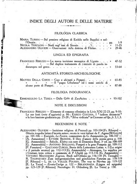 Rivista indo-greco-italica di filologia, lingua, antichità periodico trimestrale