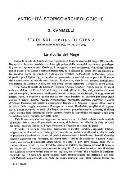 Rivista indo-greco-italica di filologia, lingua, antichità periodico trimestrale