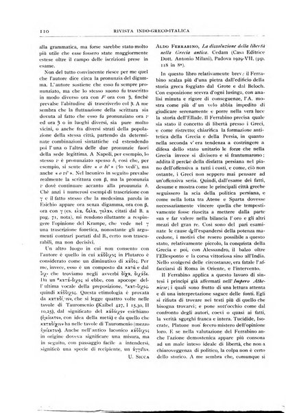 Rivista indo-greco-italica di filologia, lingua, antichità periodico trimestrale