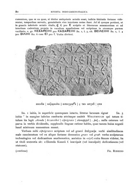 Rivista indo-greco-italica di filologia, lingua, antichità periodico trimestrale
