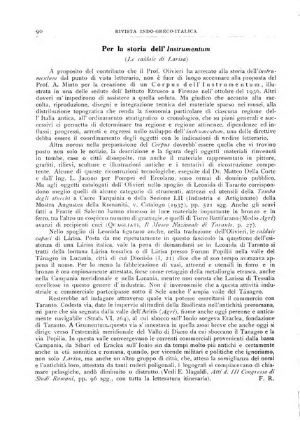 Rivista indo-greco-italica di filologia, lingua, antichità periodico trimestrale