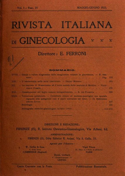 Rivista italiana di ginecologia pubblicazione bimestrale