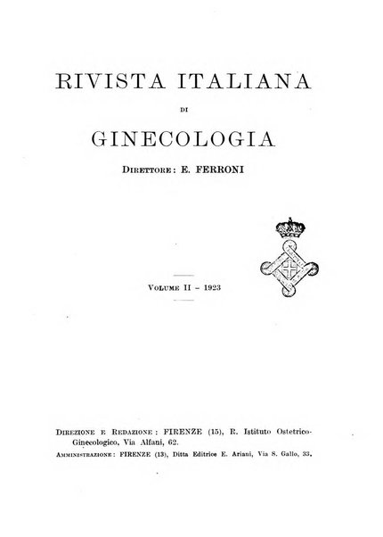 Rivista italiana di ginecologia pubblicazione bimestrale