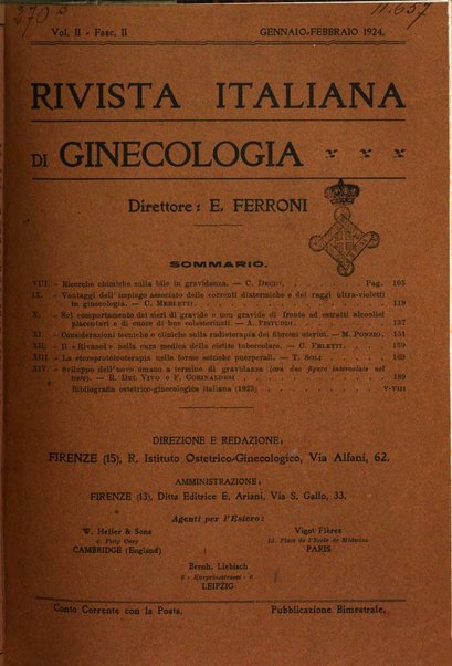 Rivista italiana di ginecologia pubblicazione bimestrale