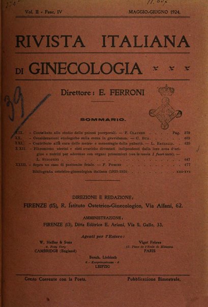 Rivista italiana di ginecologia pubblicazione bimestrale