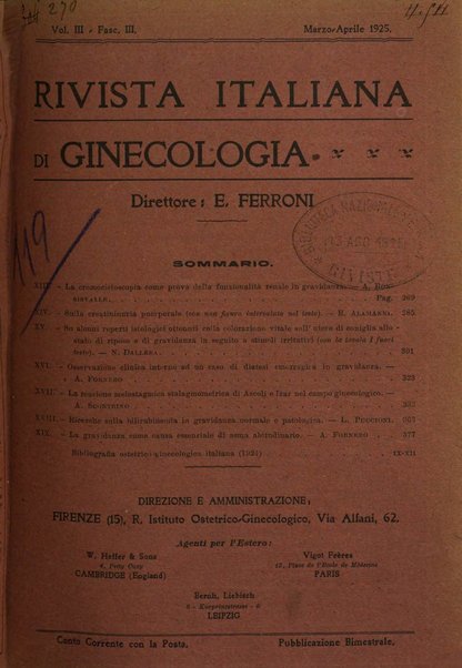 Rivista italiana di ginecologia pubblicazione bimestrale