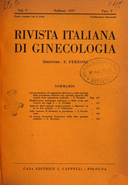 Rivista italiana di ginecologia pubblicazione bimestrale