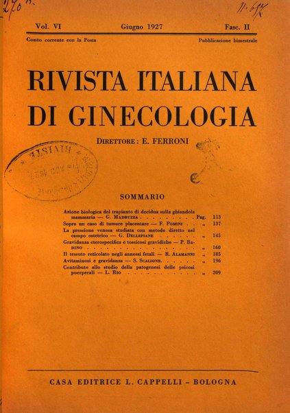 Rivista italiana di ginecologia pubblicazione bimestrale