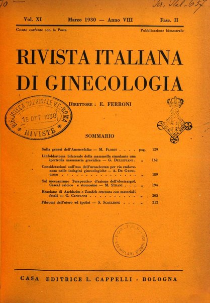 Rivista italiana di ginecologia pubblicazione bimestrale