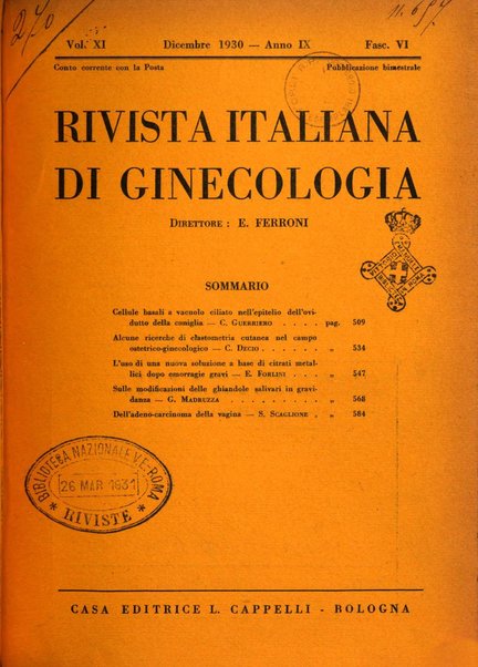 Rivista italiana di ginecologia pubblicazione bimestrale