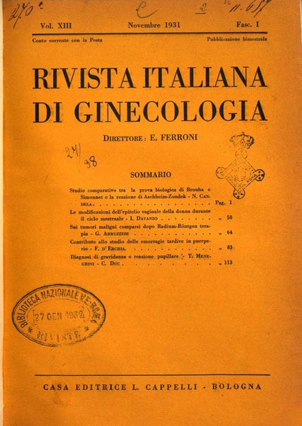 Rivista italiana di ginecologia pubblicazione bimestrale