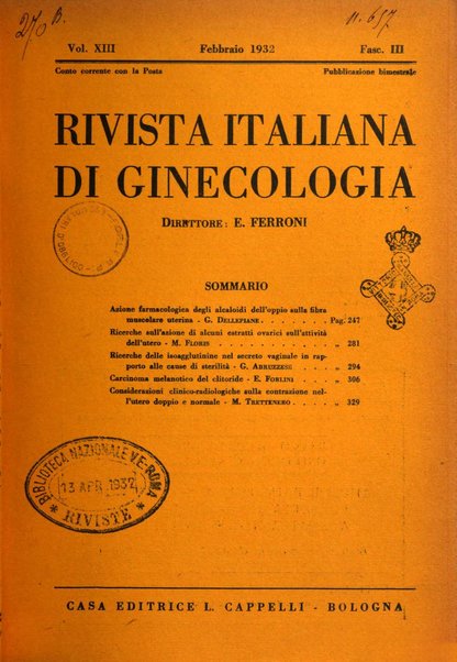 Rivista italiana di ginecologia pubblicazione bimestrale