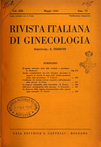 Rivista italiana di ginecologia pubblicazione bimestrale