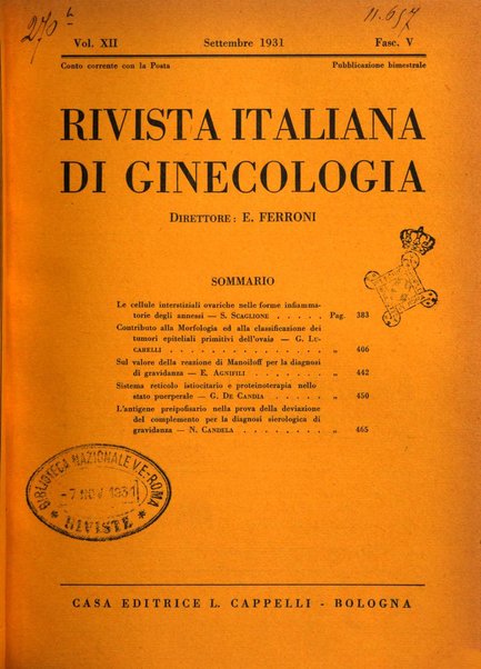 Rivista italiana di ginecologia pubblicazione bimestrale