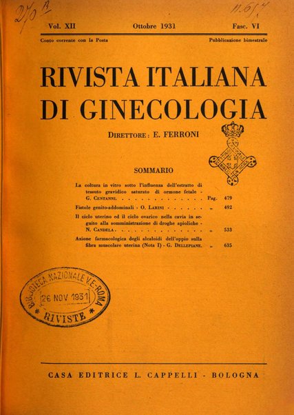 Rivista italiana di ginecologia pubblicazione bimestrale