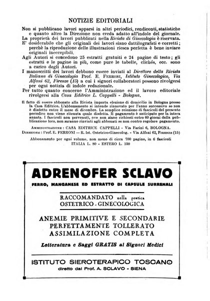 Rivista italiana di ginecologia pubblicazione bimestrale