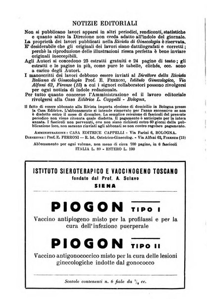 Rivista italiana di ginecologia pubblicazione bimestrale