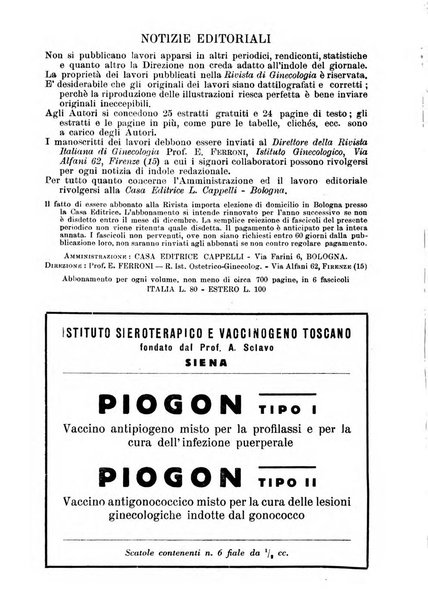 Rivista italiana di ginecologia pubblicazione bimestrale