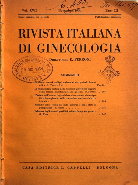 Rivista italiana di ginecologia pubblicazione bimestrale