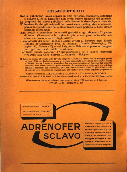 Rivista italiana di ginecologia pubblicazione bimestrale