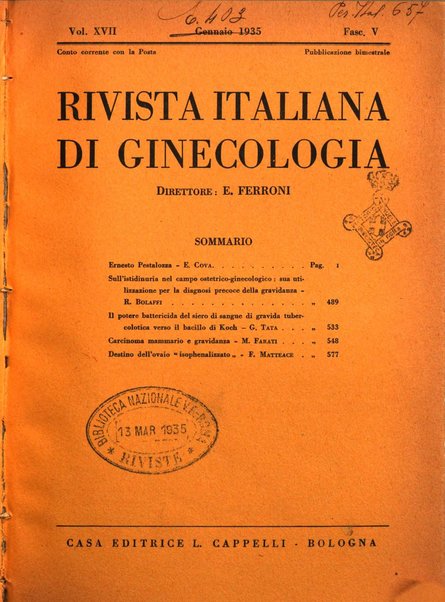 Rivista italiana di ginecologia pubblicazione bimestrale