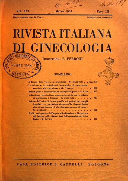 Rivista italiana di ginecologia pubblicazione bimestrale