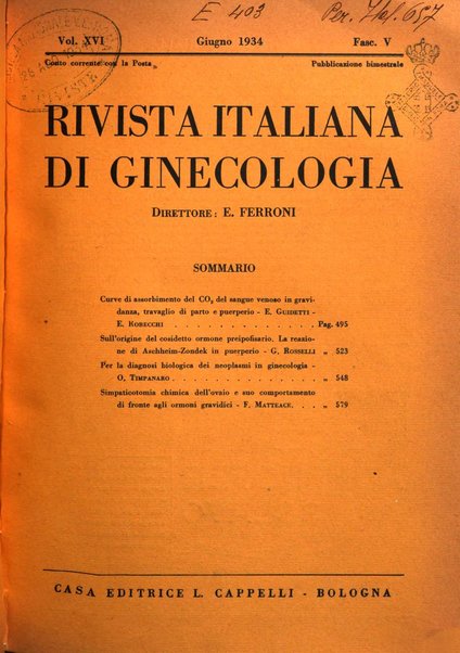 Rivista italiana di ginecologia pubblicazione bimestrale