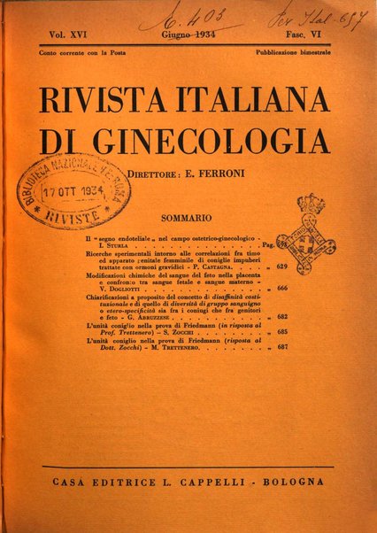 Rivista italiana di ginecologia pubblicazione bimestrale