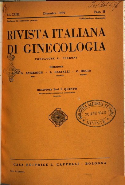 Rivista italiana di ginecologia pubblicazione bimestrale