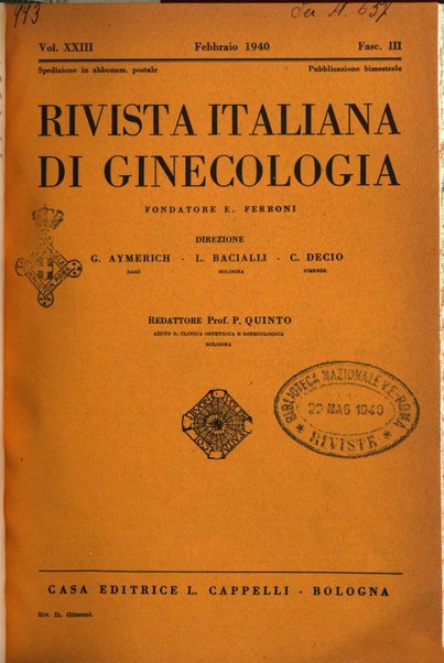 Rivista italiana di ginecologia pubblicazione bimestrale