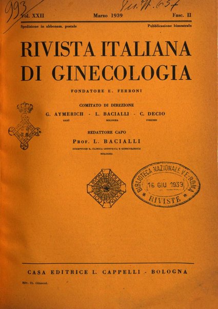 Rivista italiana di ginecologia pubblicazione bimestrale