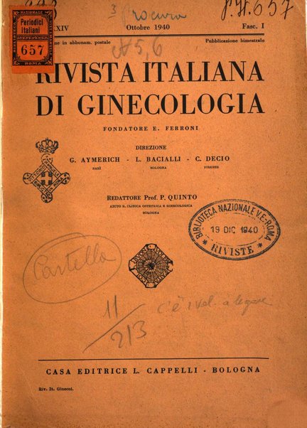 Rivista italiana di ginecologia pubblicazione bimestrale